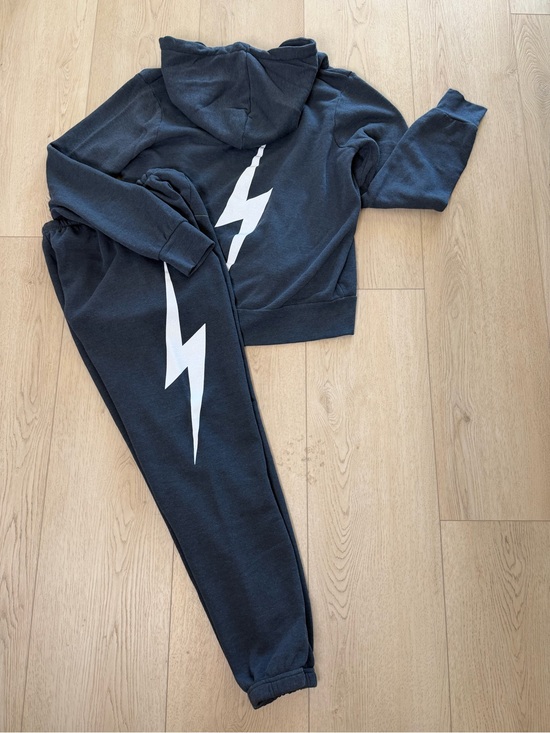 Aviator Nation Other - Aviator Nation Black Hoodie & Sweatpants Set with White Lightning Bolt